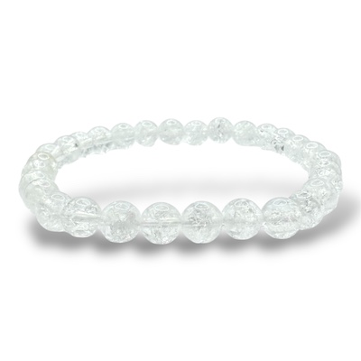 6mm Cracked Clear Quartz Beaded Bracelet